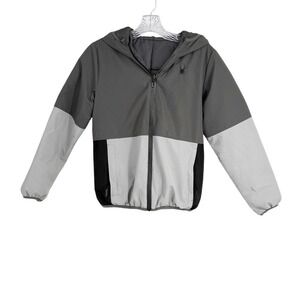 Spyder Boys Grey Black Colorblock Hooded Puffer Jacket Size M 10/12 166073